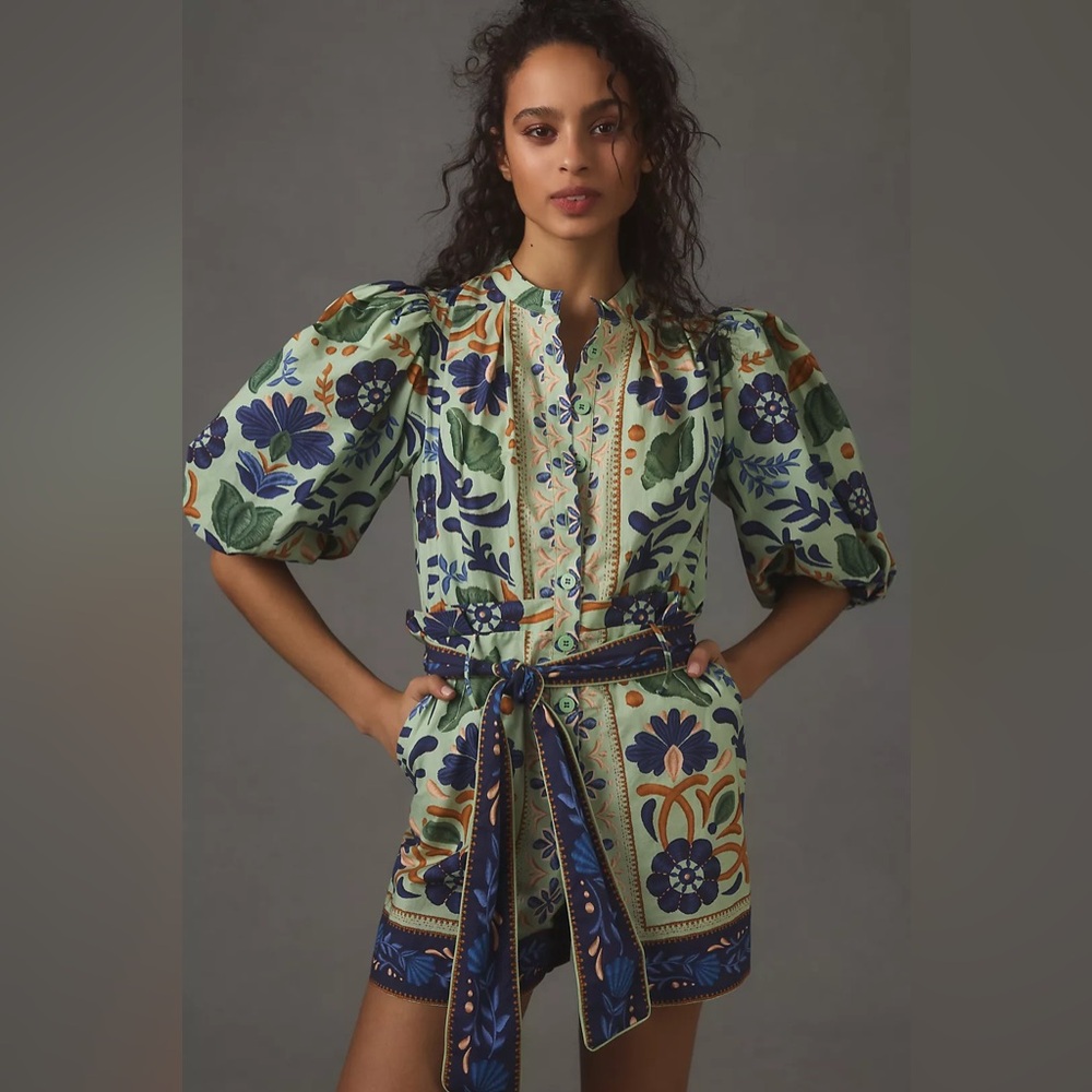 FARM Rio Ocean Tapestry Green Romper - Picture 5 of 14